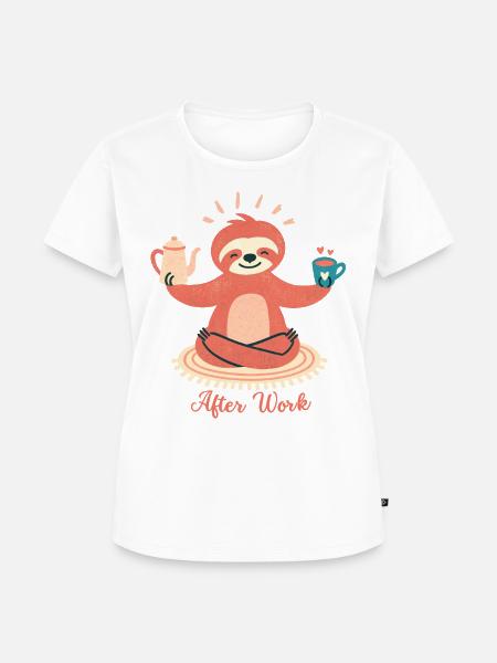 After Work Faultier mit Kaffee - Frauen Premium Bio T-Shirt - Weiß