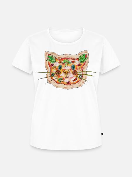 Pizza Katze - Frauen Premium Bio T-Shirt - Weiß