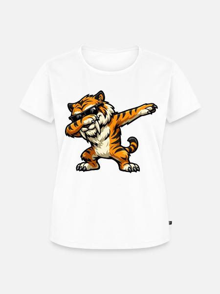 Dabbing Säbelzahntiger - Frauen Premium Bio T-Shirt - Weiß