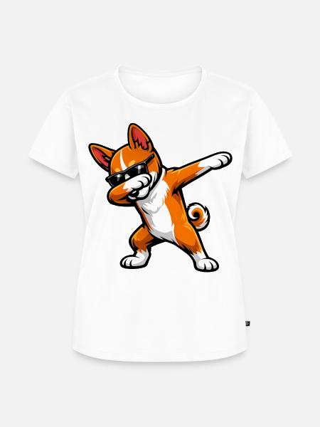 Dabbing Basenji im Comic Stil - Frauen Premium Bio T-Shirt - Weiß