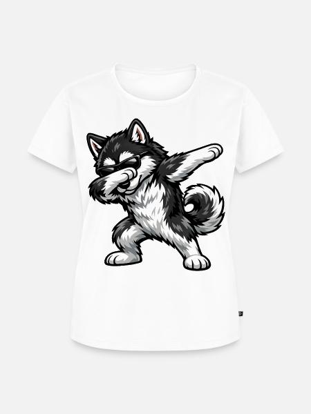 Dabbing Alaskan Malamute - Frauen Premium Bio T-Shirt - Weiß