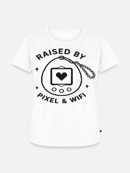 Pixel & WLAN Retro-Design - Frauen Premium Bio T-Shirt - Weiß