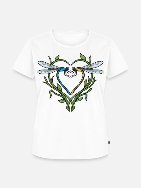 Libelle Herz - Frauen Premium Bio T-Shirt - Weiß