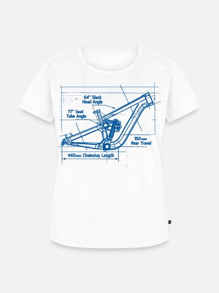 MTB Blueprint: Full-Suspension Rahmen Tech - Frauen Premium Bio T-Shirt - Weiß