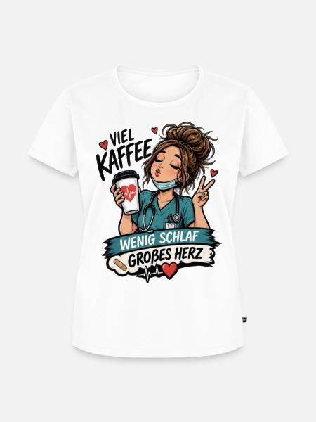 Wenig Schlaf Großes Herz – Krankenschwester - Frauen Premium Bio T-Shirt - Weiß