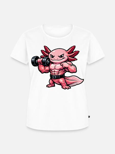 Muskulöser Axolotl beim Bodybuilding - Frauen Premium Bio T-Shirt - Weiß