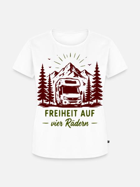 Freiheit auf vier Rädern Bergcamper - Frauen Premium Bio T-Shirt - Weiß