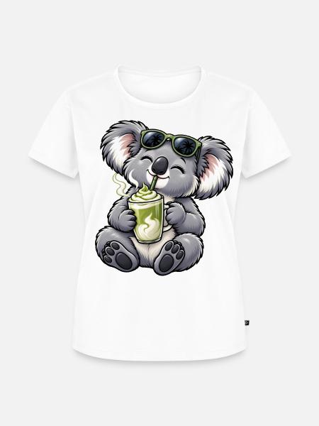 Süßer Koala mit Matcha Latte - Frauen Premium Bio T-Shirt - Weiß