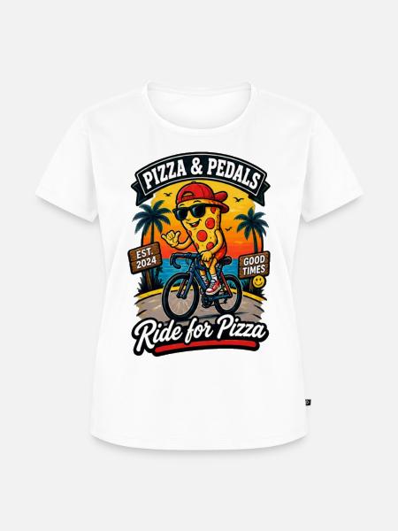 Pizza & Pedals Strandride - Frauen Premium Bio T-Shirt - Weiß