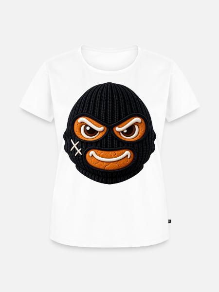 Böser Lebkuchenmann mit Sturmhaube - Frauen Premium Bio T-Shirt - Weiß