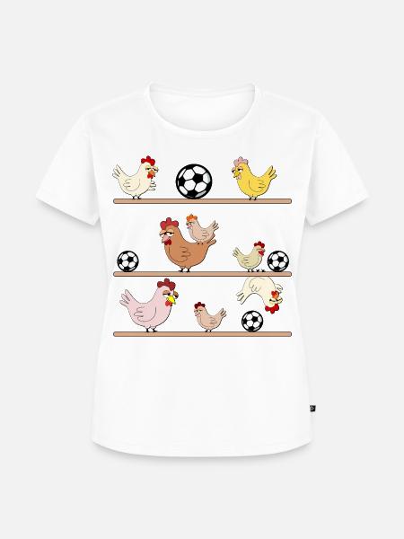Hühnerstall Hühner Fußball - Frauen Premium Bio T-Shirt - Weiß