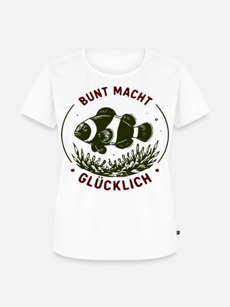 Bunter Fischkreis: Bunt macht Glücklich - Frauen Premium Bio T-Shirt - Weiß