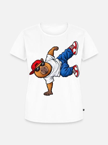 Capybara beim Breakdance - Frauen Premium Bio T-Shirt - Weiß