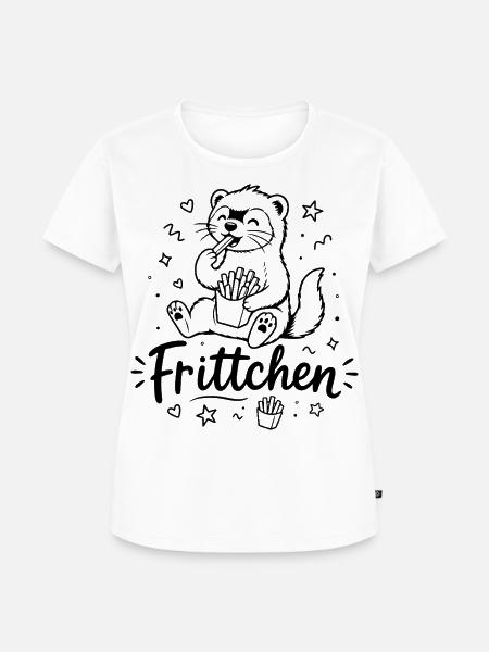 Frittchen - Frettchen mit Fritten - Pommes Frites - Frauen Premium Bio T-Shirt - Weiß