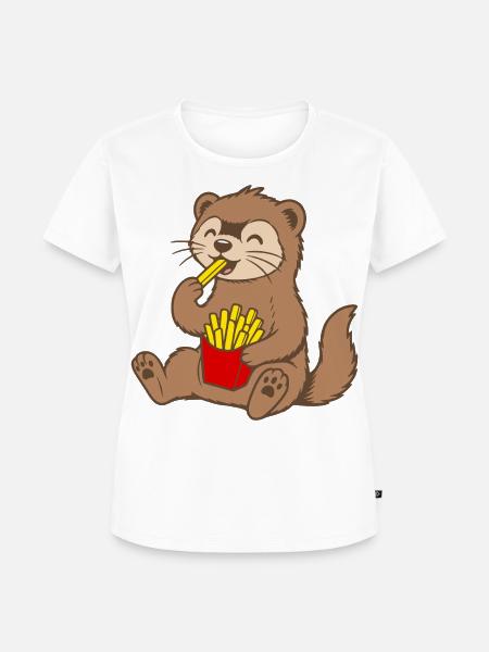 Frettchen mit Pommes - Frauen Premium Bio T-Shirt - Weiß