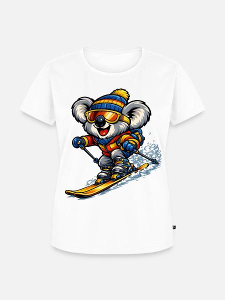 Koala beim Skifahren - Frauen Premium Bio T-Shirt - Weiß