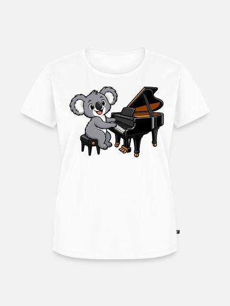 Koala am Klavier - Frauen Premium Bio T-Shirt - Weiß