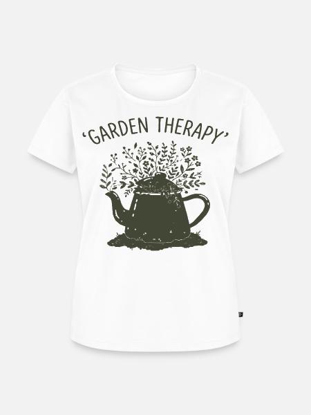 Gartentherapie Teekanne Bloom - Frauen Premium Bio T-Shirt - Weiß