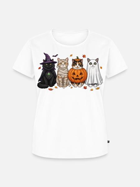 Halloween Kitty Quartett - Frauen Premium Bio T-Shirt - Weiß