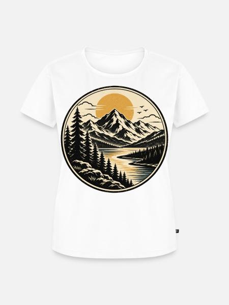 Berglandschaft am Sonnenuntergangsee - Frauen Premium Bio T-Shirt - Weiß