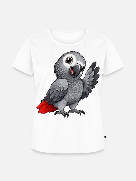 Graupapagei Kawaii Style – Süßer Papagei - Frauen Premium Bio T-Shirt - Weiß