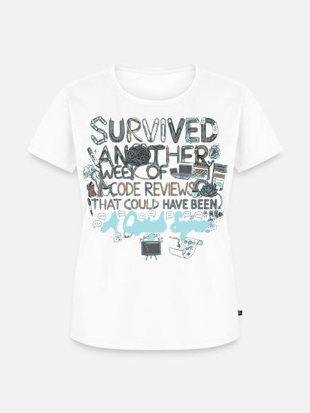 Überstanden: Noch eine Code-Review-Woche - Frauen Premium Bio T-Shirt - Weiß
