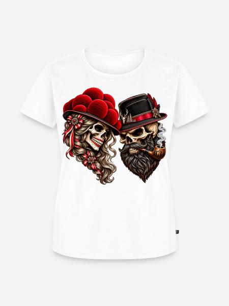 Schwarzwald Liebe – Totenkopf Paar - Frauen Premium Bio T-Shirt - Weiß