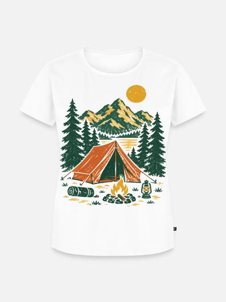 Camping im Bergwald am See - Frauen Premium Bio T-Shirt - Weiß