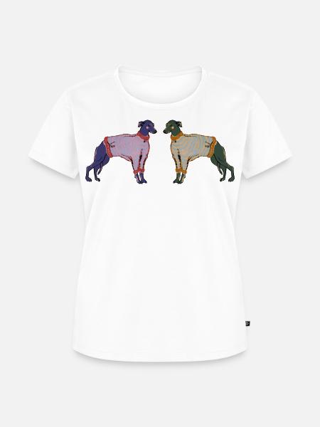 WHIPPETS IN STREIFEN - Frauen Premium Bio T-Shirt - Weiß