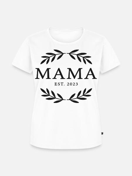 Mama Est. 2023 Kranz Emblem - Frauen Premium Bio T-Shirt - Weiß