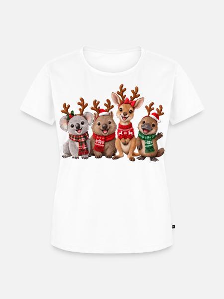Australische Tiere feiern Weihnachten - Frauen Premium Bio T-Shirt - Weiß