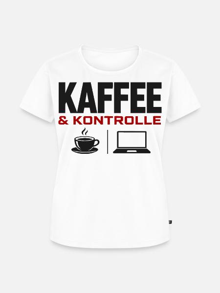 Kaffee & Kontrolle Laptop-Design - Frauen Premium Bio T-Shirt - Weiß