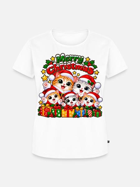 Weihnachts Katzen - Frauen Premium Bio T-Shirt - Weiß