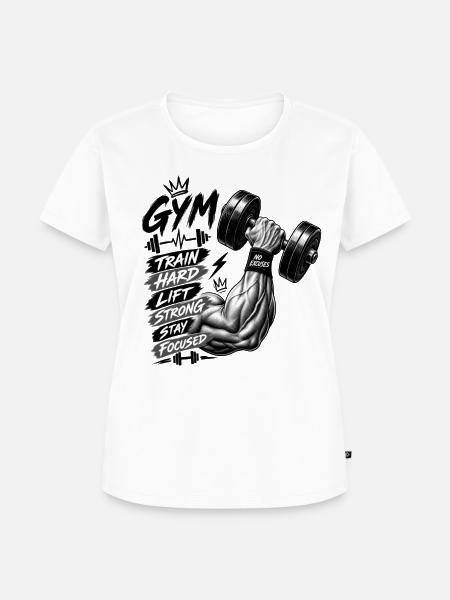 Train Hard Fitness Motivation - Frauen Premium Bio T-Shirt - Weiß