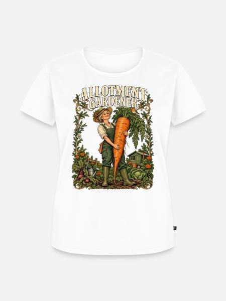 Gärtner mit einer großen Karotte - Frauen Premium Bio T-Shirt - Weiß
