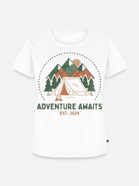 Bergcamping Abenteuer Retro - Frauen Premium Bio T-Shirt - Weiß