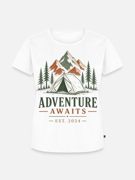Abenteuer Wartet am Berglager - Frauen Premium Bio T-Shirt - Weiß