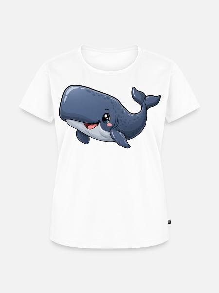 Pottwal Kawaii Style – Süßer Meeresriese - Frauen Premium Bio T-Shirt - Weiß