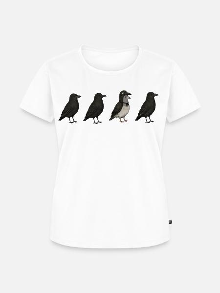 Pigeon Imposter – Crow Disguise Meme - Frauen Premium Bio T-Shirt - Weiß