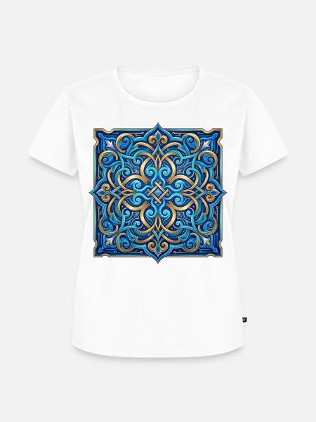 Himmlische Mandala Blau und Gold - Frauen Premium Bio T-Shirt - Weiß