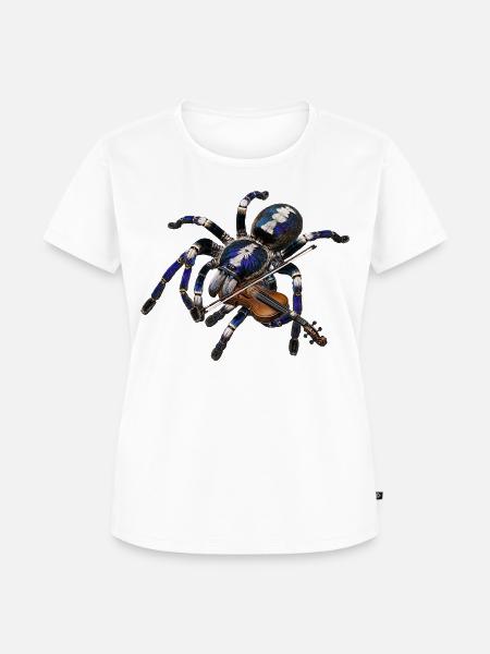 Vogelspinne mit Geige - Frauen Premium Bio T-Shirt - Weiß