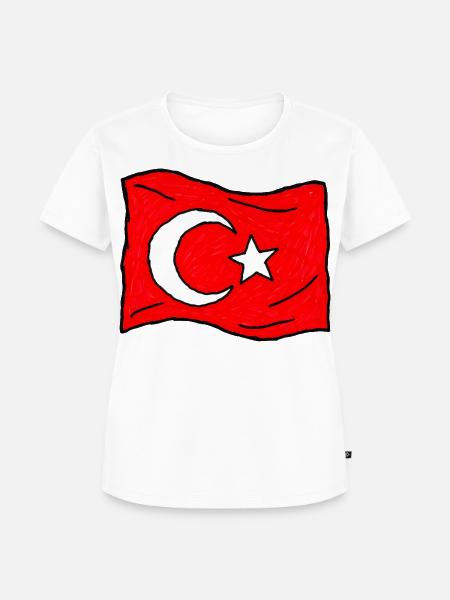 Handgezeichnete Türkei-Flagge im Wind - Frauen Premium Bio T-Shirt - Weiß