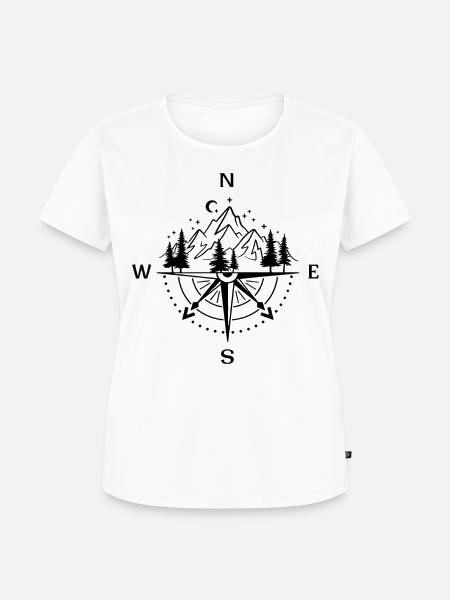 Berge | Wandern | Kompass Landschaft - Frauen Premium Bio T-Shirt - Weiß