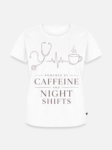 Kaffee-Nacht-Schicht Design - Frauen Premium Bio T-Shirt - Weiß