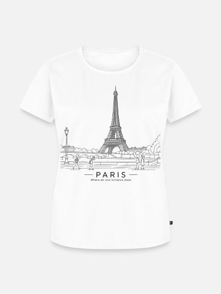 Paris — Eiffelturm-Linienkunst - Frauen Premium Bio T-Shirt - Weiß
