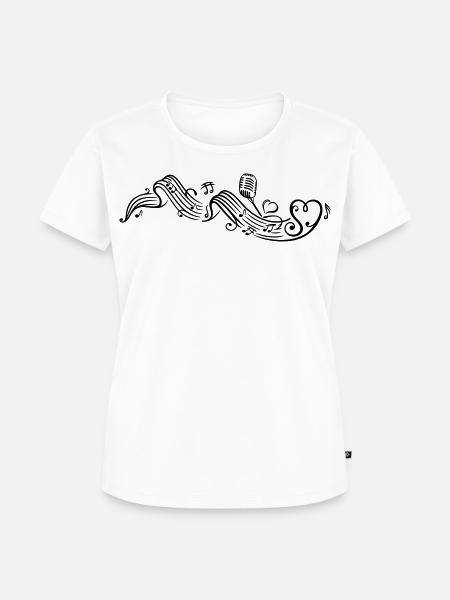 Notenblatt mit microphon, music, notes, clef - Frauen Premium Bio T-Shirt - Weiß