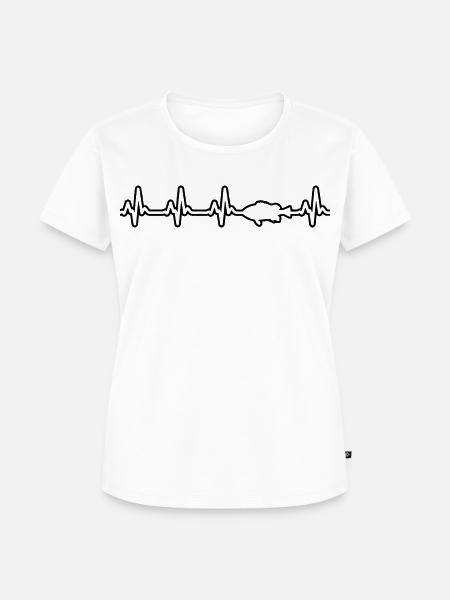 Angler Fischerei Fisch Herzlinie - Frauen Premium Bio T-Shirt - Weiß