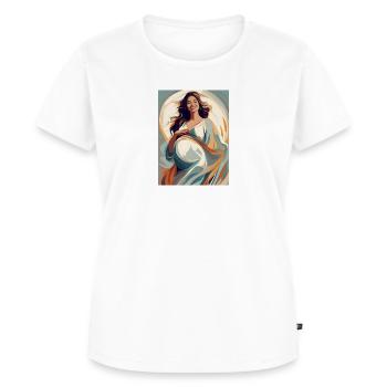 Glückliche und lachende schwangere Frau - Frauen Premium Bio T-Shirt - Weiß - Vorne - AI Model Female 172 dark (172cm)