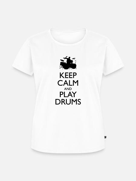 Keep calm play drums - Frauen Premium Bio T-Shirt - Weiß
