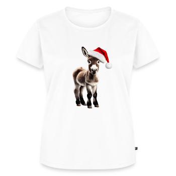 Weihnachtlicher Esel mit Mütze - Frauen Premium Bio T-Shirt - Weiß - Vorne - AI Model Female 172 dark (172cm)